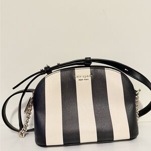 Kate Spade Black and White Striped Crossbody Bag